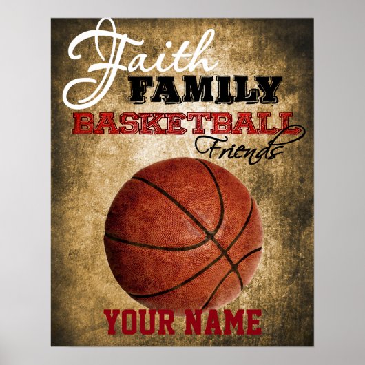 Jongens Room Decor Basketball Persoonlijk Poster (Voorkant)