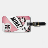 Jongens roze met zebra strepen volleyball bagagelabel (Voorkant horizontaal)