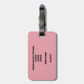 Jongens roze met zebra strepen volleyball bagagelabel (Achterkant verticaal)