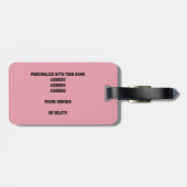 Jongens roze met zebra strepen volleyball bagagelabel (Achterkant horizontaal)