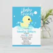 Jongens Rubber Ducky Baby Shower-uitnodigingen Kaart (Staand voorkant)