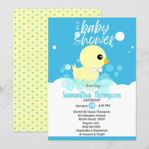 Jongens Rubber Ducky Baby Shower-uitnodigingen Kaart