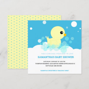 Jongens Rubber Ducky Baby Shower-uitnodigingen Kaart