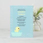 Jongens Rubber Ducky Baby Shower-uitnodigingen Kaart (Staand voorkant)