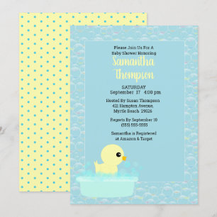 Jongens Rubber Ducky Baby Shower-uitnodigingen Kaart