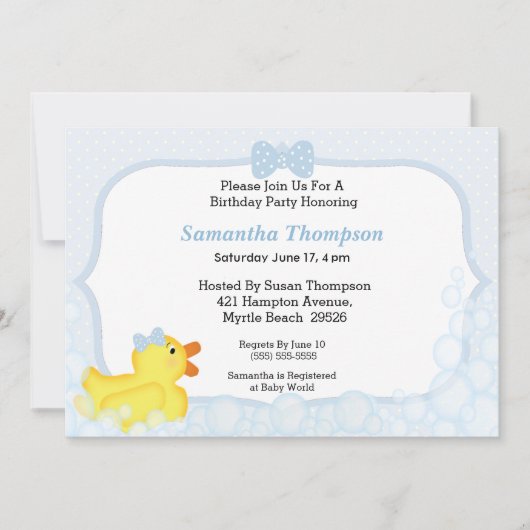 Jongens Rubber Ducky Baby Shower-uitnodigingen Kaart (Voorkant)