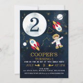 Jongens ruimte thema verjaardag uitnodiging (Voorkant)