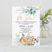 Jongens Rustiek Groen Bladgroen Oh Herten Baby sho Kaart (Staand voorkant)