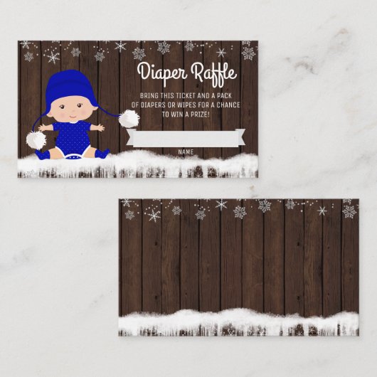 Jongens Rustieke Sneeuwvlok Luier Raffle Tickets Informatiekaartje (Voorkant / Achterkant)