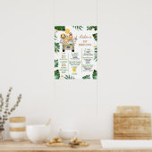 Jongens Safari Dieren 1e Verjaardag Milestone Poster (Keuken)