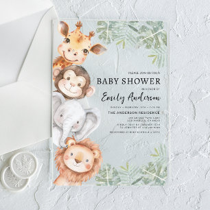 Jongens Safari Dieren Baby Shower Acryl Uitnodigingen