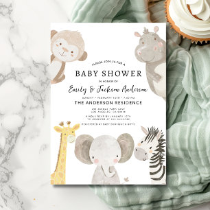 Jongens Safari Dieren Koppels Baby shower Kaart