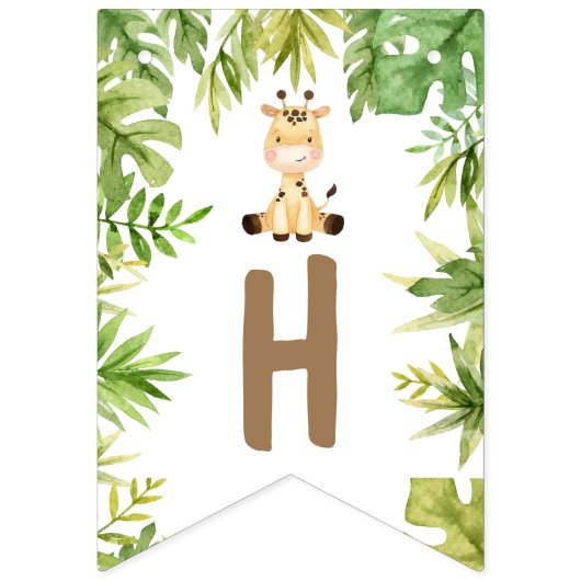 Jongens Safari Dieren Twee Wilde 2e Verjaardag Vlaggetjes (Tweede vlag)