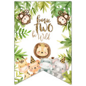 Jongens Safari Dieren Twee Wilde 2e Verjaardag Vlaggetjes (Eerste vlag)