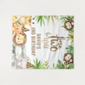 Jongens Safari Dieren Twee Wilde Verjaardag Groot Wandkleed (Voorkant (horizontaal))