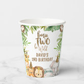 Jongens Safari Dieren Twee Wilde Verjaardag Paper Papieren Bekers (Achterkant)