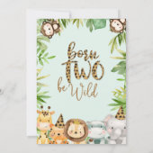Jongens Safari Dieren Twee Wilde Verjaardag Uitnod Kaart (Achterkant)