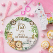 Jongens Safari Dieren Twee Wilde Verjaardagspapier Papieren Bordje (Feest)