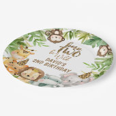 Jongens Safari Dieren Twee Wilde Verjaardagspapier Papieren Bordje (Gekanteld)