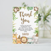 Jongens Safari Dieren Verjaardag Dank je kaart (Staand voorkant)