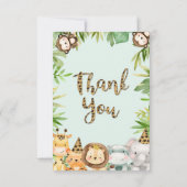 Jongens Safari Dieren Verjaardag Dank je kaart (Achterkant)