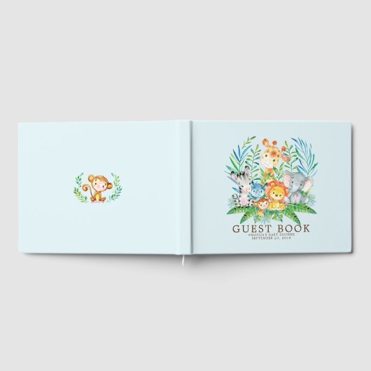 Jongens Safari Oerwoud Baby shower Gastboek Gastenboek (Volledig)