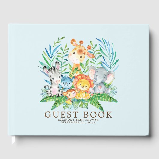 Jongens Safari Oerwoud Baby shower Gastboek Gastenboek (Voorkant)