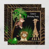 Jongens Safari Verjaardagsfeest Kaart (Voorkant / Achterkant)