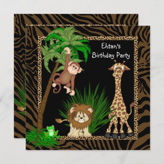 Jongens Safari Verjaardagsfeest Kaart (Voorkant / Achterkant)