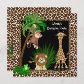 Jongens Safari Verjaardagsfeest Kaart (Voorkant / Achterkant)
