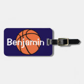 Jongens Schattig Blauw Basketbal Sportief Kinderen Bagagelabel (Voorkant horizontaal)