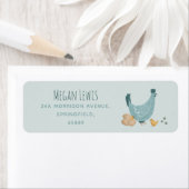 Jongens Schattig Blauw Boerderij Kip Baby shower Etiket (Insitu)