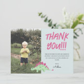 Jongens Schattig Blauw Dinosaurus Oerwoud Kinderen Bedankkaart (Staand voorkant)