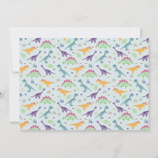 Jongens Schattig Blauw Dinosaurus Oerwoud Kinderen Bedankkaart (Achterkant)