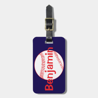 Jongens Schattig Blauw Honkbal Sport Kinderen Bagagelabel