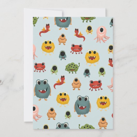 Jongens Schattig Blauw Monster Alien Kinderen Verj Bedankkaart (Achterkant)