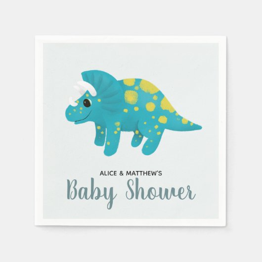 Jongens Schattig Blauw Oerwoud Dinosaurus Baby sho Servet (Voorkant)