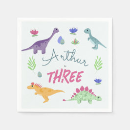 Jongens Schattig Blauw Oerwoud T-Rex Dinosaurus Ve Servet