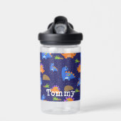 Jongens Schattig Blauw Oranje Sterrendinosaurus Waterfles (Voorkant)