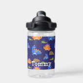 Jongens Schattig Blauw Oranje Sterrendinosaurus Waterfles (Achterkant)