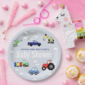 Jongens Schattig Blauw Reizen Auto Baby shower Papieren Bordje (Feest)