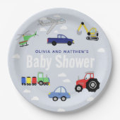 Jongens Schattig Blauw Reizen Auto Baby shower Papieren Bordje (Voorkant)