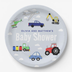 Jongens Schattig Blauw Reizen Auto Baby shower Papieren Bordje