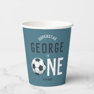 Jongens Schattig Blauw Sport Kinder 1e Verjaardag Papieren Bekers