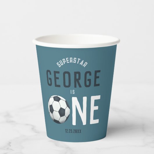 Jongens Schattig Blauw Sport Kinder 1e Verjaardag Papieren Bekers (Voorkant)