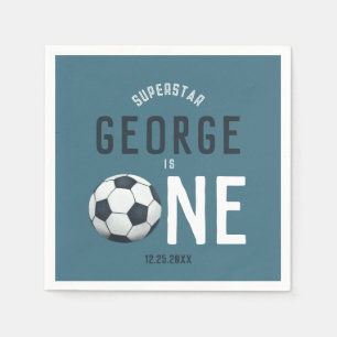 Jongens Schattig Blauw Sport Kinder 1e Verjaardag Servet