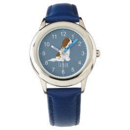 Jongens Schattig Blauw Springer Spaniel Hond Kinde Horloge