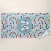 Jongens Schattig Blauw Treinreis Kinder Strandlaken (Voorkant)