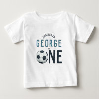 Jongens Schattig Blauw Voetbal Eerste Verjaardag