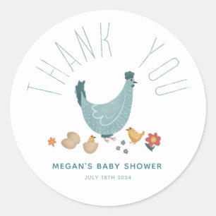 Jongens Schattig Boerderij Kip Baby shower Dank je Ronde Sticker